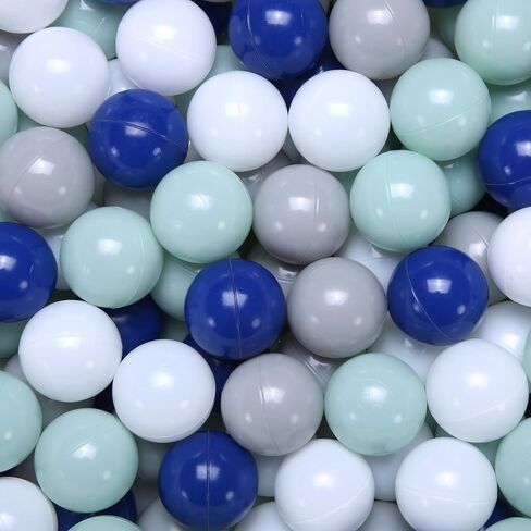 PlayMaty 100 Pieces Colorful Pit Balls Plastic Phthalate Free BPA Free Ocean Ball Crush Proof Stress Balls for Toddlers and Kids Playhouse Ball Pool Pit Accessories 2.2 Inches White Black Grey in Kuwait