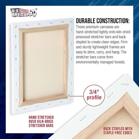 U.S. Art Supply 18"x24" Stretched Canvas for Painting, 3/4" Profile, 3-Pack in Kuwait