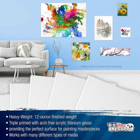 U.S. Art Supply 18"x24" Stretched Canvas for Painting, 3/4" Profile, 3-Pack in Kuwait