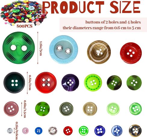 800 Pcs Assorted Sizes Resin Buttons,Round Craft Buttons for Sewing DIY Crafts,Children's Manual Button Painting in Kuwait