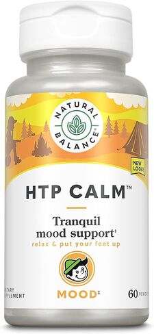 Natural Balance HTP Calm | Herbal Supplement Helps Support Mood, Relaxation & Stress | Vitamin B-6, Kava Kava & St. Johns Wort | 60 Caps in Kuwait
