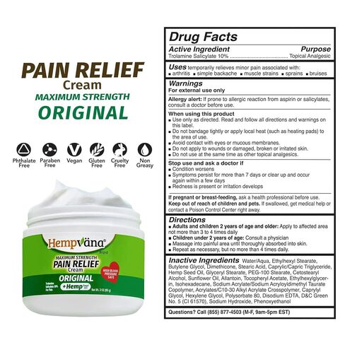BulbHead As Seen On TV Hempvana Original Relief Cream Maximum Strength, The Hemp Cream for Muscle Joint Back Knee Shoulder Neck Elbow Hand Foot in Kuwait