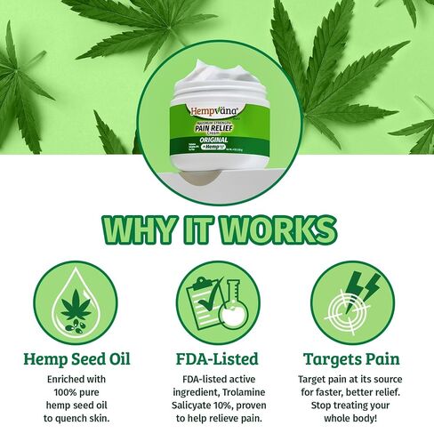BulbHead As Seen On TV Hempvana Original Relief Cream Maximum Strength, The Hemp Cream for Muscle Joint Back Knee Shoulder Neck Elbow Hand Foot in Kuwait