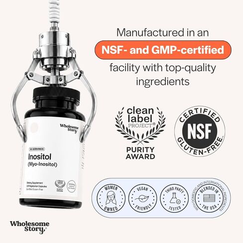 Pure Inositol Supplement | Myo-Inositol Supplement | Inositol Powder Capsules | Myoinositol | Inositol 2000mg | Male and Female Fertility Supplement | Vitamin B8 | 120 Inositol Supplement Caps in Kuwait