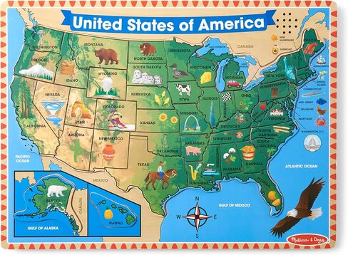 Melissa & Doug USA Map Sound Puzzle - Wooden Puzzle With Sound Effects (40 pcs) in Kuwait