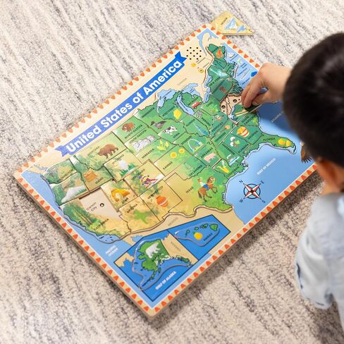 Melissa & Doug USA Map Sound Puzzle - Wooden Puzzle With Sound Effects (40 pcs) in Kuwait