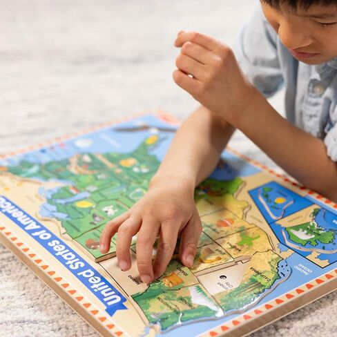 Melissa & Doug USA Map Sound Puzzle - Wooden Puzzle With Sound Effects (40 pcs) in Kuwait