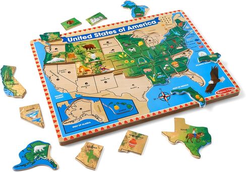 Melissa & Doug USA Map Sound Puzzle - Wooden Puzzle With Sound Effects (40 pcs) in Kuwait