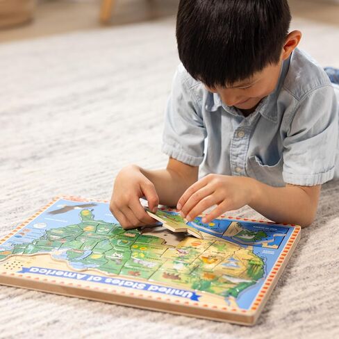 Melissa & Doug USA Map Sound Puzzle - Wooden Puzzle With Sound Effects (40 pcs) in Kuwait