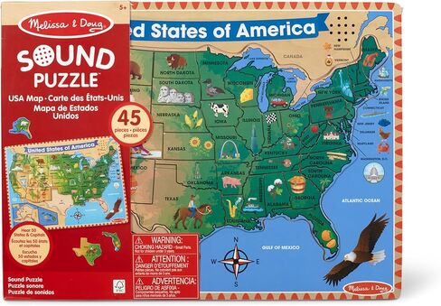 Melissa & Doug USA Map Sound Puzzle - Wooden Puzzle With Sound Effects (40 pcs) in Kuwait
