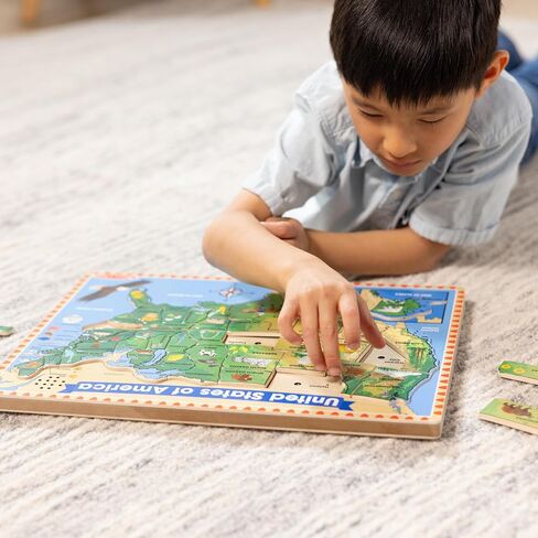 Melissa & Doug USA Map Sound Puzzle - Wooden Puzzle With Sound Effects (40 pcs) in Kuwait