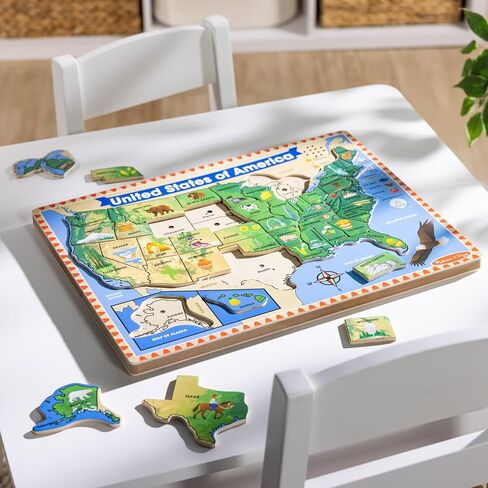 Melissa & Doug USA Map Sound Puzzle - Wooden Puzzle With Sound Effects (40 pcs) in Kuwait