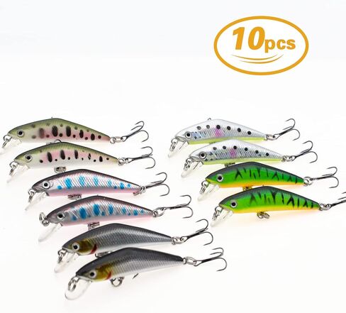 Fishing Lures, Minnow Popper Crank Baits Pencil Bass Trout Fishing Lures with Hooks, Topwater Artificial Hard Swimbaits for Saltwater Freshwater Trout Walleye Blueback Salmon Catfish in Kuwait