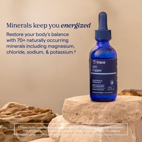 Trace Minerals | Liquid Ionic Copper 3 mg Dietary Supplement | Antioxidant Enzyme Superoxide Dismutase | Supports Blood Health, Bones, Nerves and Metabolism | 2 fl oz, 48 Servings in Kuwait