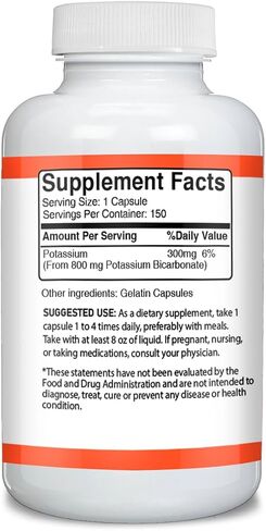 Unpretentious Potassium Bicarbonate (150 Caps), Dietary Supplement, No Fillers, Lab Verified in Kuwait