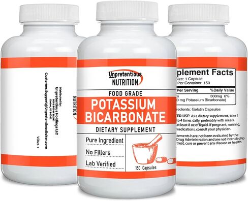 Unpretentious Potassium Bicarbonate (150 Caps), Dietary Supplement, No Fillers, Lab Verified in Kuwait