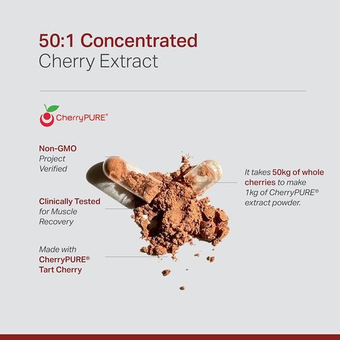 Anew Vita Montmorency Tart Cherry - Muscle Recovery, CherryPure 50:1 Concentrate eq. 25,000 mg, Rich in Antioxidants & Flavonoids, Plant-Based, Gluten-Free - 120 Veggie Capsules, Made in USA in Kuwait