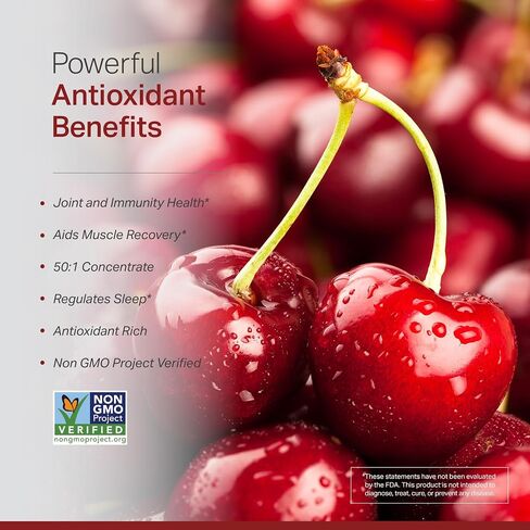 Anew Vita Montmorency Tart Cherry - Muscle Recovery, CherryPure 50:1 Concentrate eq. 25,000 mg, Rich in Antioxidants & Flavonoids, Plant-Based, Gluten-Free - 120 Veggie Capsules, Made in USA in Kuwait