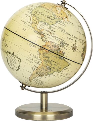 ANNOVA Antique Globe 10" / 25 cm Diameter with A Wood Base, Vintage Decorative Political Desktop World - Rotating Full Earth Geography Educational - Kids, Adults, School, Home, Office (Dia 10-inch) in Kuwait