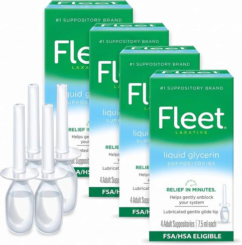 Fleet Liquid Glycerin Suppositories for Adult Constipation, 4 Suppositories, 7.5 ml (Pack of 3) in Kuwait