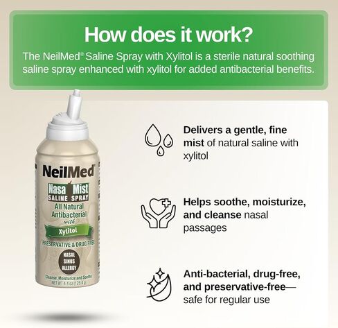 NeilMed Nasamist Saline Spray with Xylitol, 4.4 Ounce (Pack of 1) in Kuwait