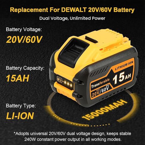 SUnMilY for Dewalt 20v Battery, 6.0 Ah Replacement Compatible with Dewalt Batteries 20v Max XR DCB206 DCB205 DCB200 (2 Pack) in Kuwait