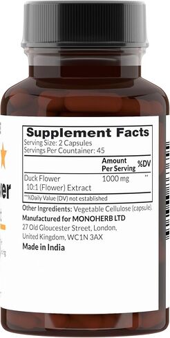 MONOHERB Duck Flower Extract 1000 mg - 90 Vegetarian Capsules in Kuwait