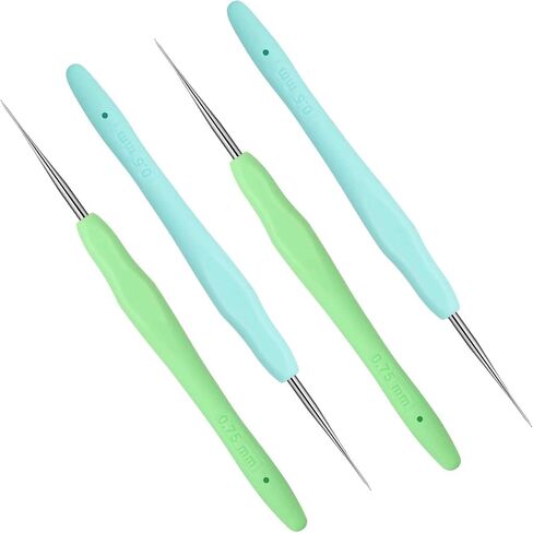 4 Pieces Dreadlock Crochet Hooks Tool 0.5mm 0.75mm Dreadlock Crochet Needle Tools for Braid Hair Weaving Locs Craft in Kuwait