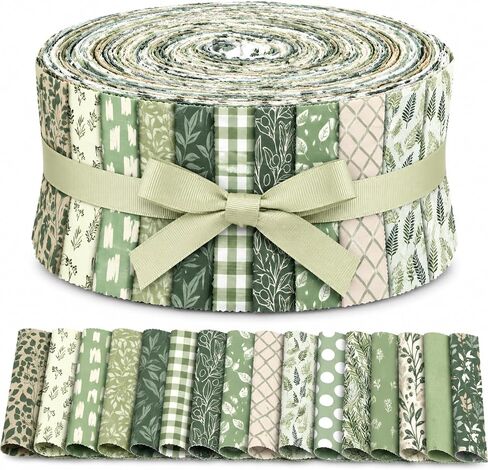Hosuly 40 Pcs Blue Green Floral Fabric Spring Jelly Fabric for Quilting Patchwork Roll 2.55 Inch Floral Quilting Strips Precut Patchwork for Sewing DIY Crafts in Kuwait