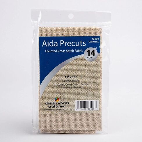 Design Works Crafts 14 Aida Fabric Pre-Cut for Counted Cross Stitch-Oatmeal, Gold in Kuwait