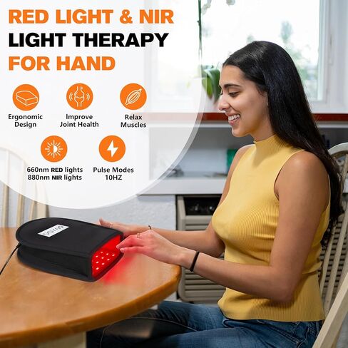 [New Version] Red Light Therapy for Hand Pain Relief Near Infrared Led Therapy for Fingers Wrists Deep Tissue Relief with Timer (Single) in Kuwait