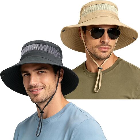2 Pack Boonie Sun Hat for Men & Women with UV Protection UPF 50+ for Fishing,Hiking,& Gardening in Kuwait