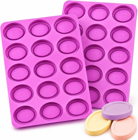 Jet Lag Round Silicone Soap Mold 4oz, 3'' Round Silicone Mold for Soap, Thick Individual Loofah Soap Molds with Uniform Big Size and Ease of Use 14" x 11" in Kuwait