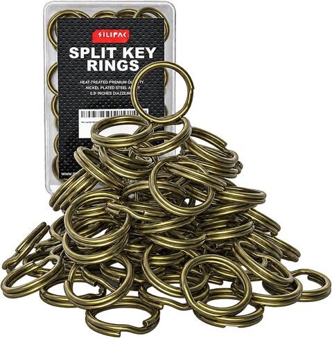 Silipac Keychain Rings Bulk 100 pcs - Split Ring Heavy Duty Crafts DIY Convenient Size 0.9 in (23 mm) - Steel Round Metal Key Rings in Kuwait