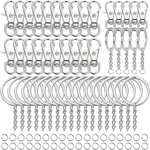 100 Pcs Lanyard Snap Hooks and Key Rings with Chain and Jump Rings for Keychain Lanyard DIY Jewelry Crafts Accessories(50 Pcs Swivel Snap Hooks +50 Pcs Flat Keychain Rings with Jump Rings) in Kuwait