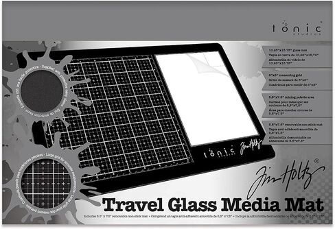 Tonic Studios 2633E Tim Holtz Travel Glass Media Mat 10.25"X15.5", Multi in Kuwait
