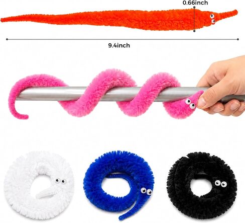 12 Pcs Fuzzy Worms on with a Invisible String Carnival Party Favors for Kids Birthday (12 Colors) in Kuwait
