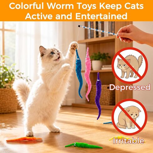 12 Pcs Fuzzy Worms on with a Invisible String Carnival Party Favors for Kids Birthday (12 Colors) in Kuwait