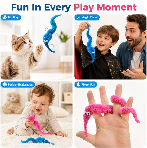 12 Pcs Fuzzy Worms on with a Invisible String Carnival Party Favors for Kids Birthday (12 Colors) in Kuwait