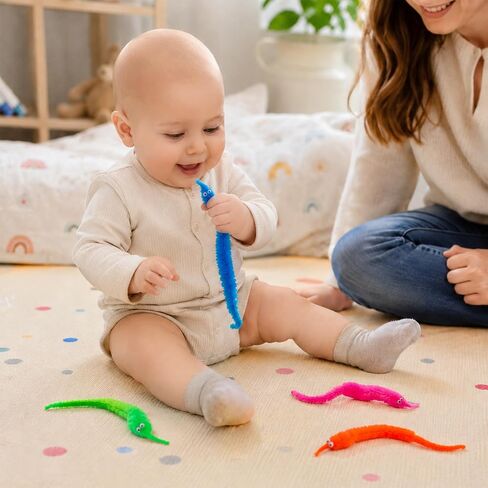 12 Pcs Fuzzy Worms on with a Invisible String Carnival Party Favors for Kids Birthday (12 Colors) in Kuwait