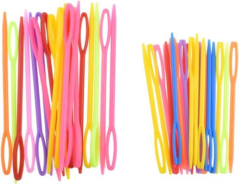 Hahiyo Colorful Yarn Darning Tapestry Sewing Needles Safety Weave Crochet No Poke Big Eye Smooth Get Yarn in Bright Visible Easy Find Close Off Ends Not Snag Not Leave Big Hole Fade Plastic 50 Pieces in Kuwait