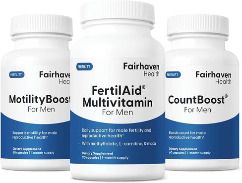 FertilAid for Men, MotilityBoost, Countboost Bundle - Male Fertility Stack with Preconception Vitamin & Fertility Formula Targets Count, Motility, Morphology, with Maca, Ashwagandha, CoQ10, Zinc in Kuwait