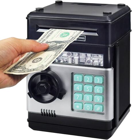 Piggy Bank for Kids, ATM Electronic Password Cash Coin Bank, Money Saving Box for Kids, Boys Girls Birthday Gift (Black) in Kuwait