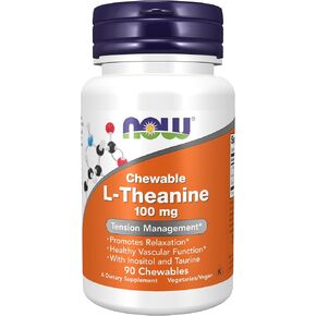 NOW Supplements, L-Theanine 100 mg with Inositol and Taurine, Tension Management*, 90 Chewables in Kuwait