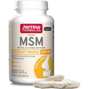 Jarrow Formulas MSM 1000 mg - 100 Veggie Capsules - Methylsulfonylmethane - Source of Sulfur - Dietary Supplement Supports & Strengthens Joints - Up to 100 Servings in Kuwait