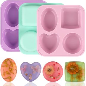 2 Pack Silicone Soap Molds, 6 Cavities Different Flower Shapes Silicone Mold, Perfect Making for Soap, Lotion Bar, Bath Bombs in Kuwait