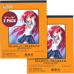 U.S. Art Supply (Pack of 2 Pads) - 11" x 14" Premium Manga-Marker Paper Pad, 60 Pound (100gsm), Pad of 24-Sheets in Kuwait
