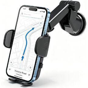 Car Phone Holder [2026 Updated Suction Cup] Long Arm 360°Rotation Phone Mount for Car Windshield Compatible with iPhone 17 Pro Max and Most Smartphones (Black) in Kuwait
