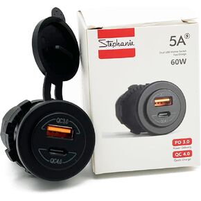 مقبس 60 واط مزدوج USB نوع C PD 3.0 (30 واط) شاحن سريع للسيارة والقارب والبحرية والمركبات الترفيهية in Kuwait