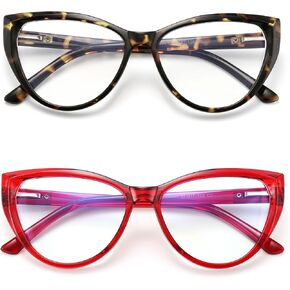 TEAPLMTT 2 Pack Cat Eye Blue Light Blocking Glasses for Women Trendy TR90 Frame Anti Blue Ray Eyesatrain Computer Eyeglasses in Kuwait